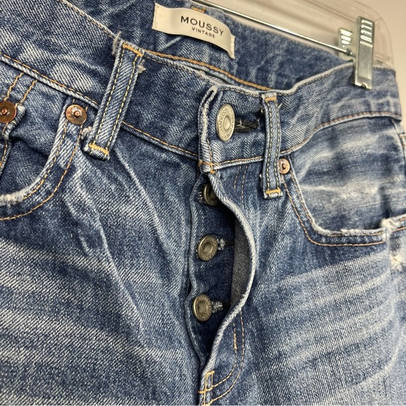 Moussy Vintage Ideal Tapered Jeans in Blue Size 25 Distressed Japanese Denim - Picture 9 of 16